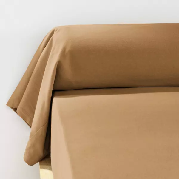 Federa cuscino a rullo flanella di cotone (L185 cm) Th�a Camel