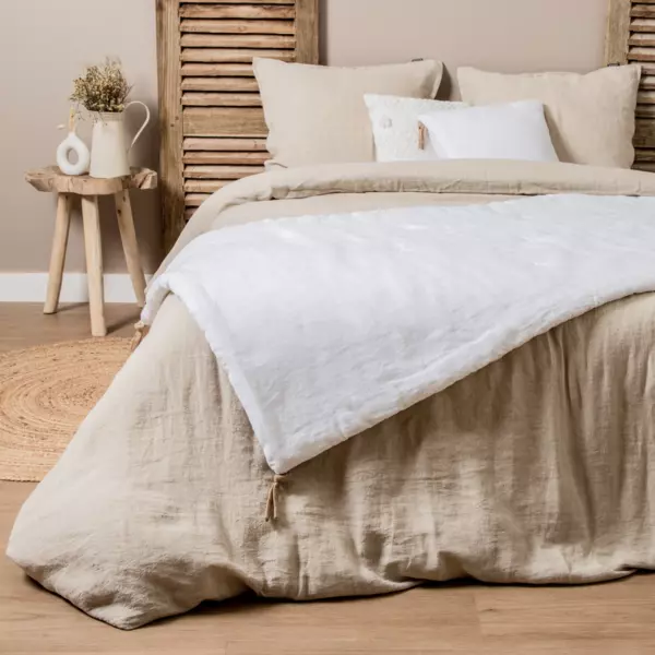 Runner letto lino lavato (90 x 200 cm) Louise Bianco
