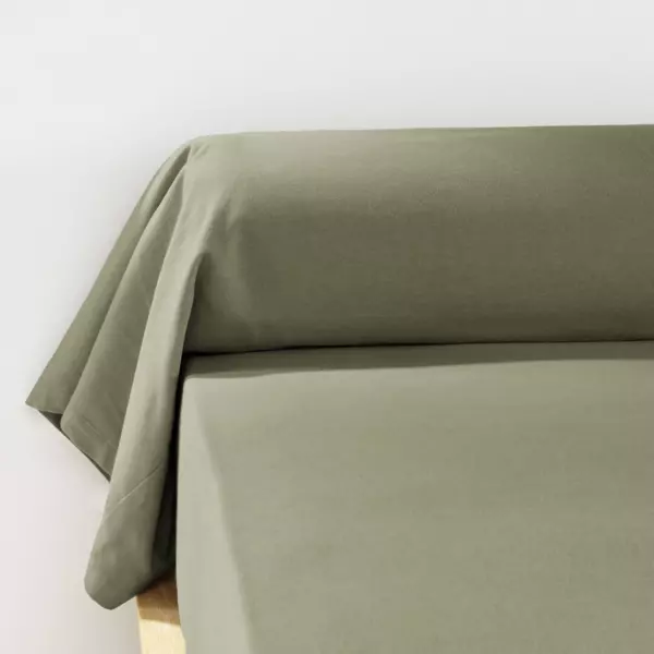 Federa cuscino a rullo flanella di cotone (L185 cm) Th�a Verde rosmarino