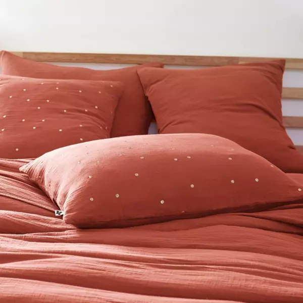 Rechteckiger Musselin-Kopfkissenbezug (50 x 70 cm) Gaïa Chic Terrakotta