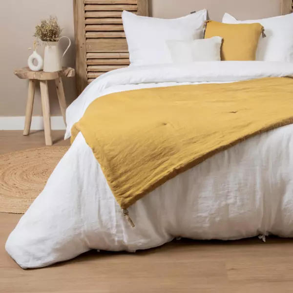 Edred�n lino lavado (90 x 200 cm) Louise Amarillo mostaza
