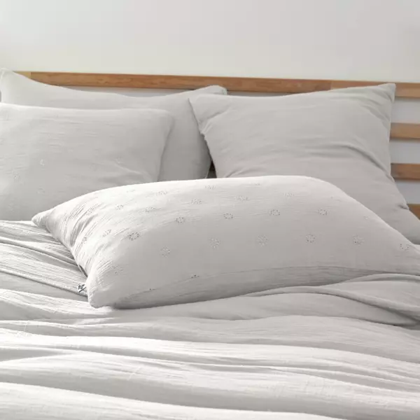 Funda de almohada rectangular de en gasa de algodón (70 cm) Gaïa Boho Gris nube