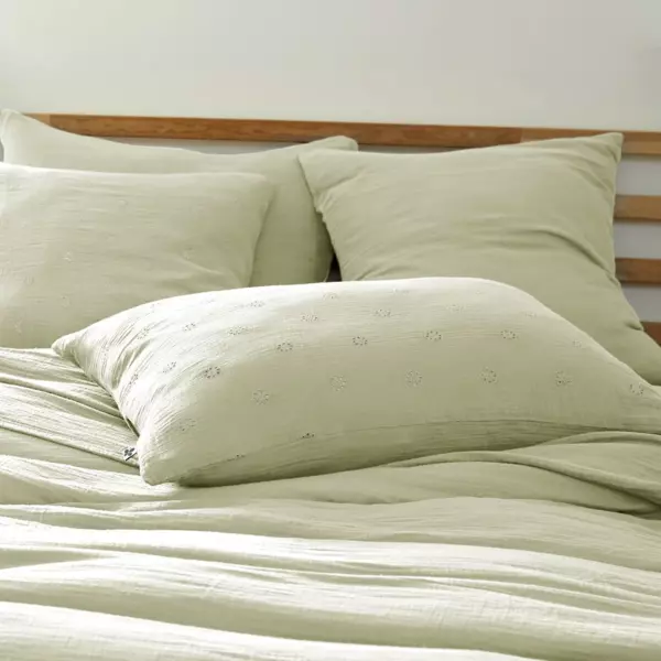 Funda de almohada rectangular de en gasa de algod�n  (70 cm) Ga�a Boho Verde tilo