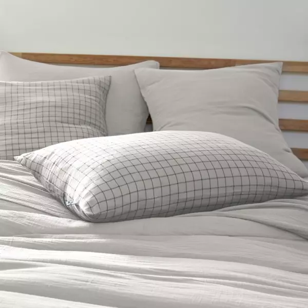 Taie d'oreiller rectangulaire gaze de coton (50 x 70 cm) Ga�a Mix Gris nuage