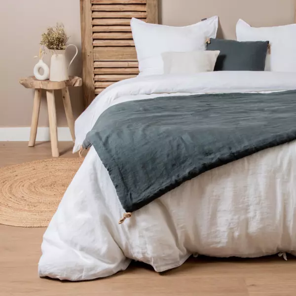 Edredon lin lav� (90 x 200 cm) Louise Gris ardoise