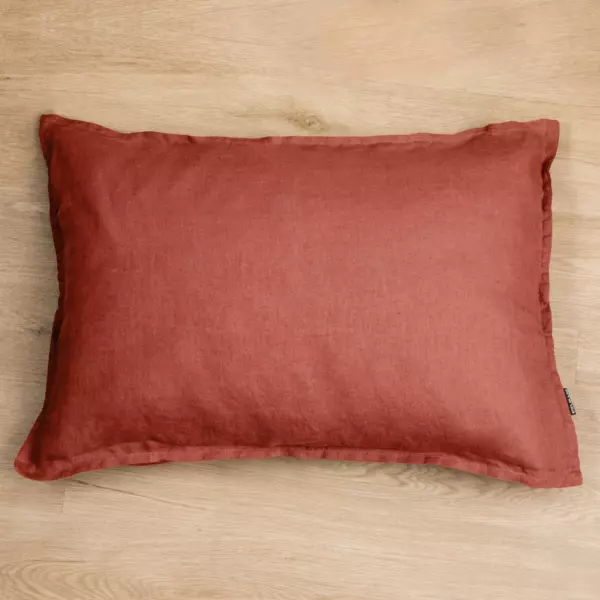 Taie d'oreiller rectangulaire lin lav� (50 x 80 cm) Louise Terracotta