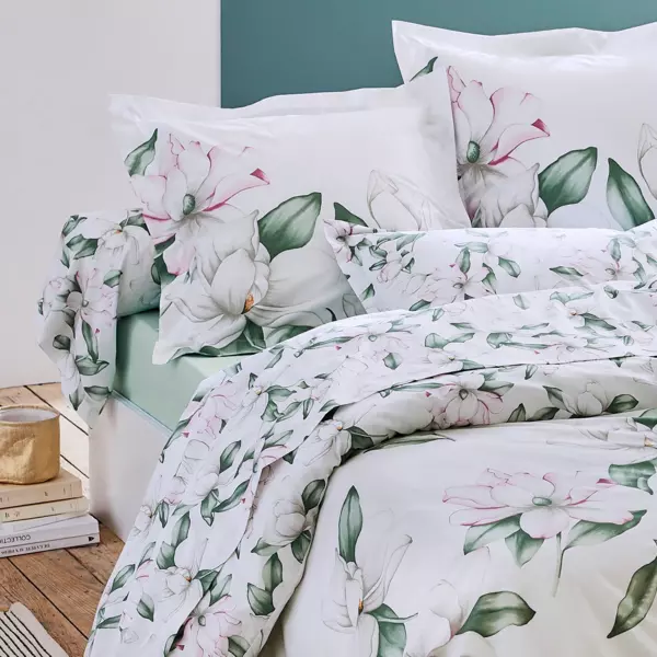 Funda para travesa�o almohad�n percal de algod�n (L200 cm) Magnolia Verde