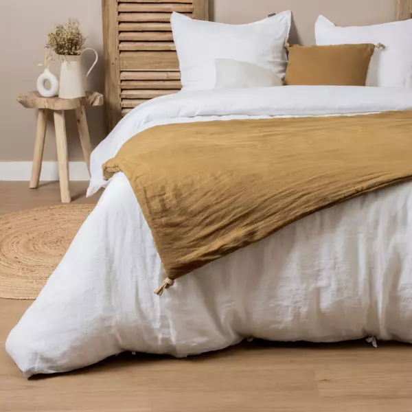 Runner letto lino lavato (90 x 200 cm) Louise Caramello