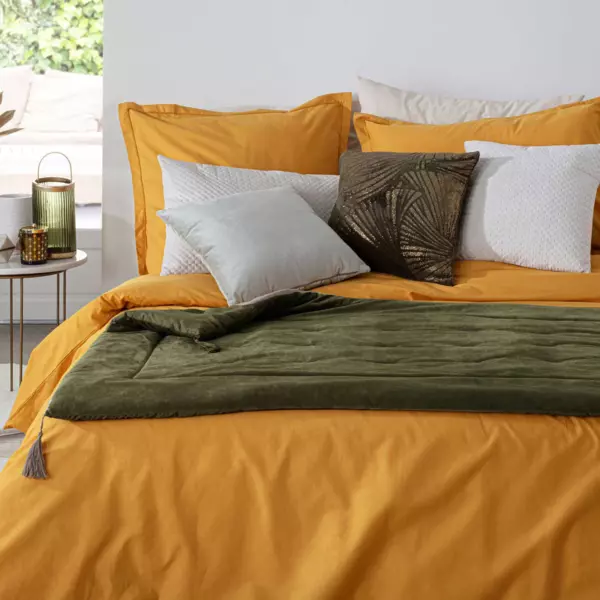 Camino de cama terciopelo (80 x 180 cm) Sonia Verde kaki