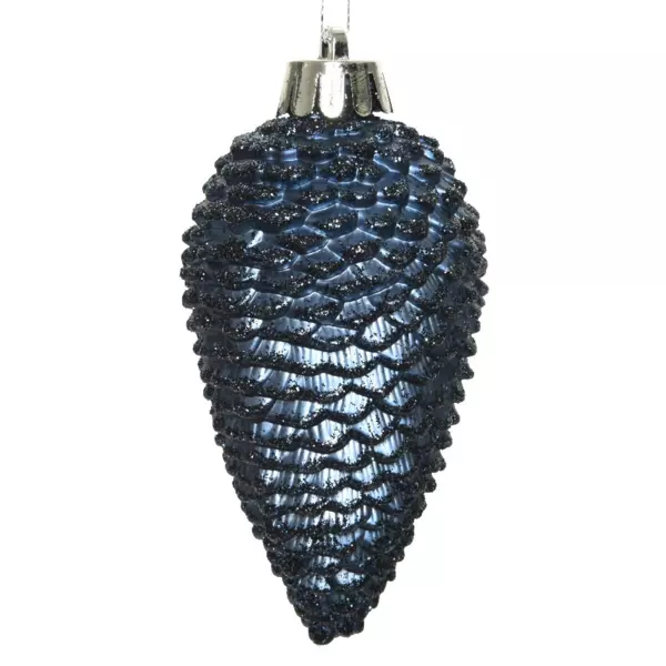 Lot de 6 pommes de pin � suspendre (H8 cm) Alpine Bleu nuit