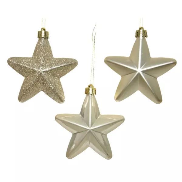 Lot de 6 �toiles de No�l � suspendre (H7 cm) Alpine Perle