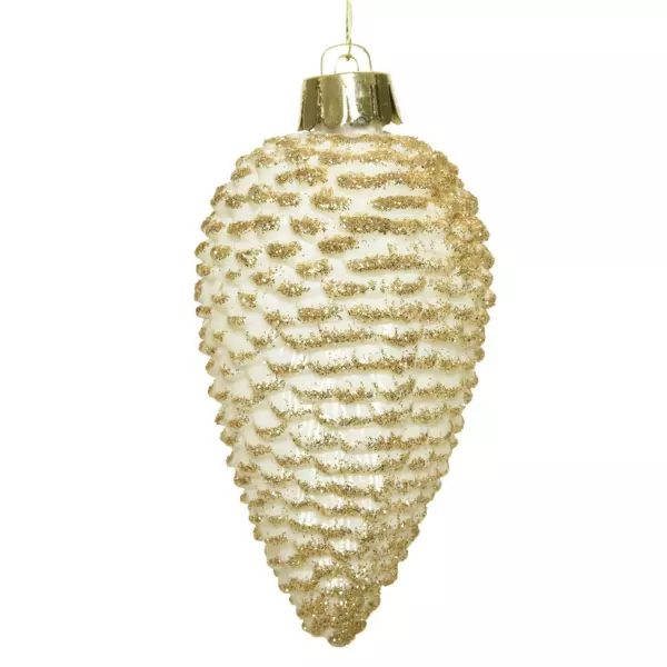 Set van 6 dennenappels Alpine wolwit