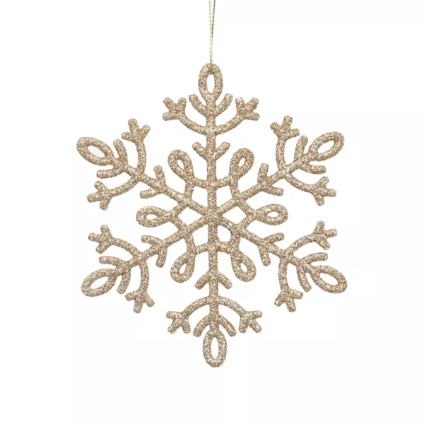 Lot de 8 flocons de Noël à suspendre (H11 cm) Dentelle Or