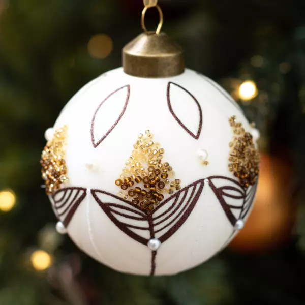 Confezione di 3 palline di Natale (D80 mm) vetro Douceur sucr�e Bianco panna
