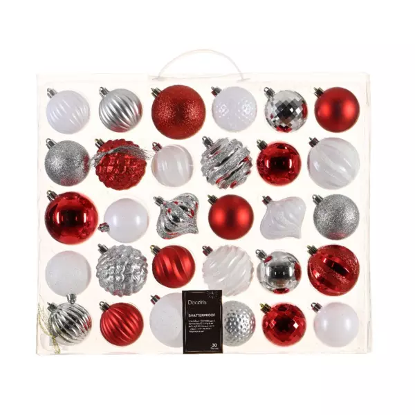 Set di decorazioni di Natale Rosso, bianco, argento