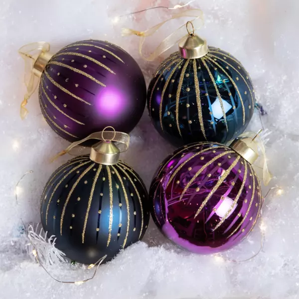 Set van 12 glazen kerstballen (D80 mm) Tala Paars
