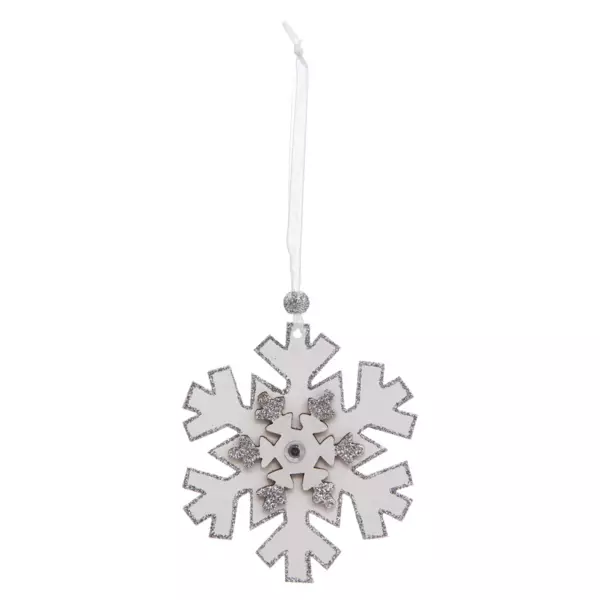 Confezione di 4 fiocchi di neve di Natale Naturale Bianco
