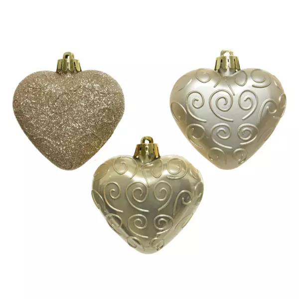 Confezione di 6 cuori di Natale Alpine Perla