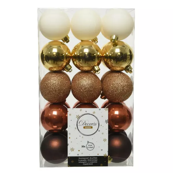 Lot de 30 boules de No�l (D60 mm) Alpine multi Camel