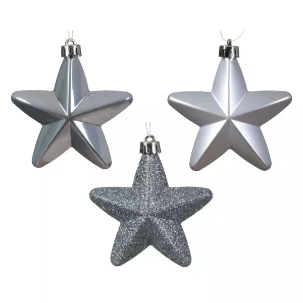 Confezione di 6 stelle di Natale da appendere Alpine Blu vaporoso