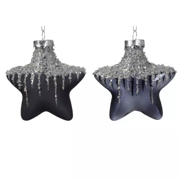 Confezione di 2 stelle di Natale in vetro Arctique Nero