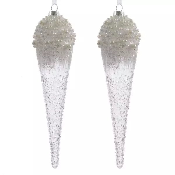 Set di 2 stalattiti da appendere (24 cm) Gelato Trasparente