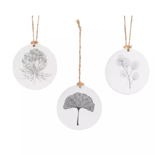 Set di 3 decorazioni da appendere (8 cm) Foglie Bianco