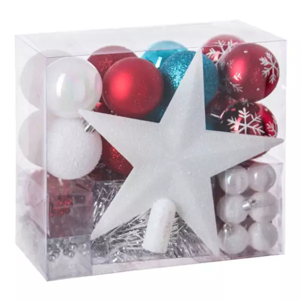 Kit kerst hangdecoratie Aspen wit / Turkoois