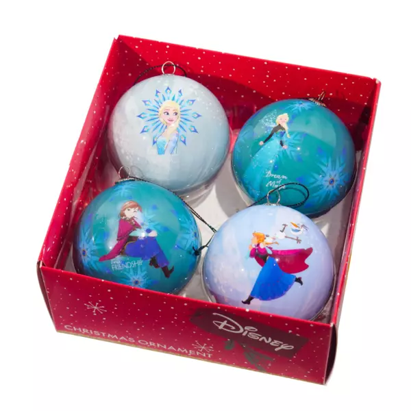 Coffret de 4 boules de No�l (D75 mm) DIsney la Reine des Neiges Bleu