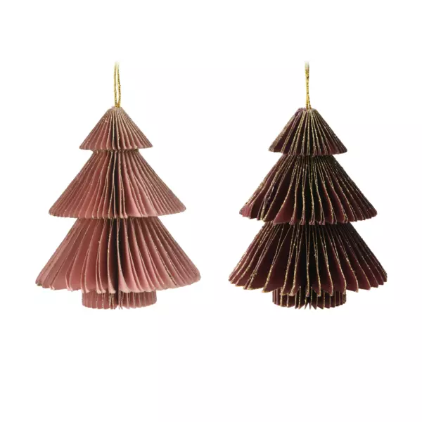 Lot de 12 suspensions de No�l (H8 cm) Sapins Rose