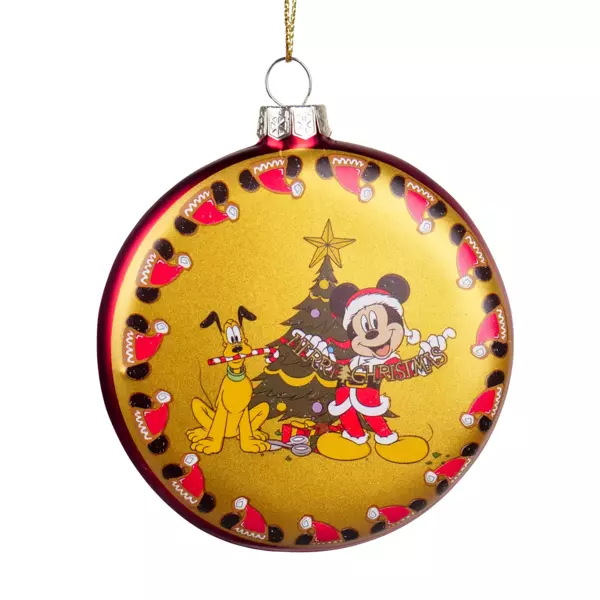 Scheibe aus Glas Pluto & Mickey Anh�nger Gelb