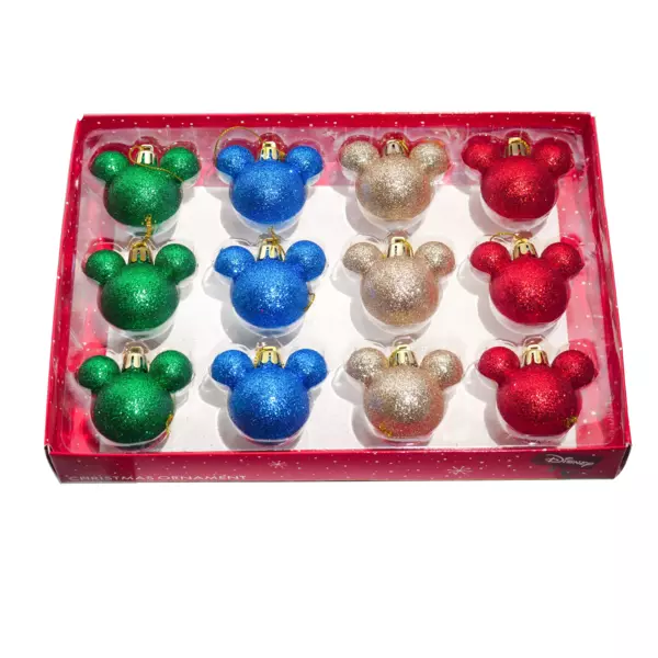 S�t med 12 julekugler (D30 mm) mini Mickey Multifarvet