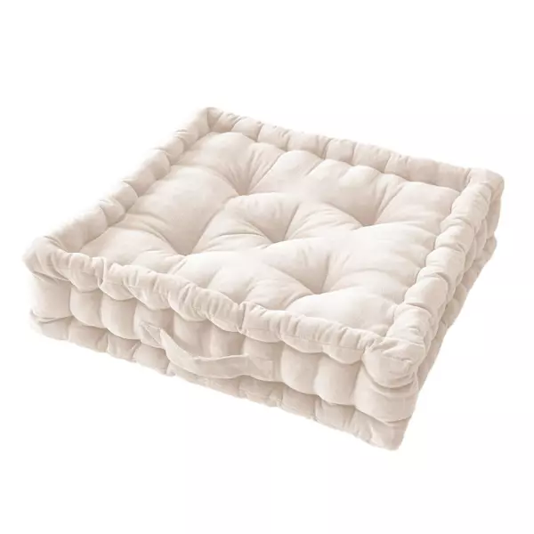 Coussin de sol carr� velours de coton (50 x 50 cm) Victor Beige pampa