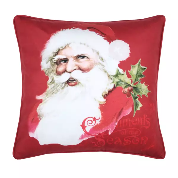 Coj�n de Navidad cuadrado (40 cm) Oswald terciopelo rojo y blanco

