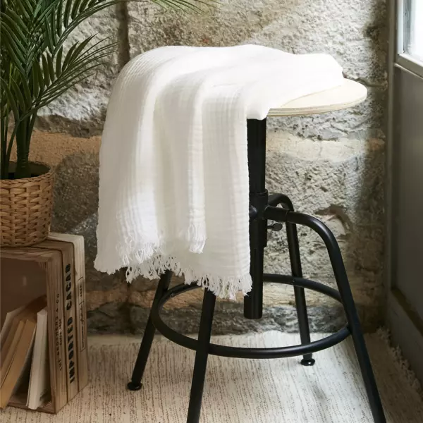 Plaid Katoengaas (130 x 160 cm) Ga�a Roomwit
