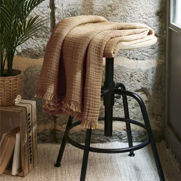 Plaid gaze de coton (130 x 160 cm) Ga�a Camel