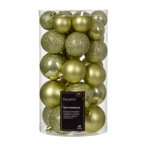 Confezione di  30 palline di Natale Alpine assortite Pistacchio