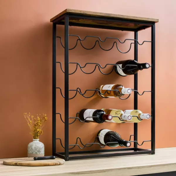 Meuble range-bouteilles industriel 20 emplacements (H74 cm) Victor Noir
