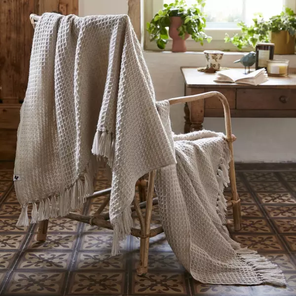 Manta para sof� material reciclado (160 cm) Gabin Beige pampa