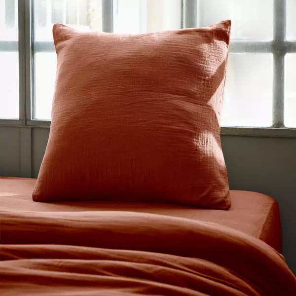 Taie d'oreiller carr�e gaze de coton (60 x 60 cm) Ga�a Terracotta