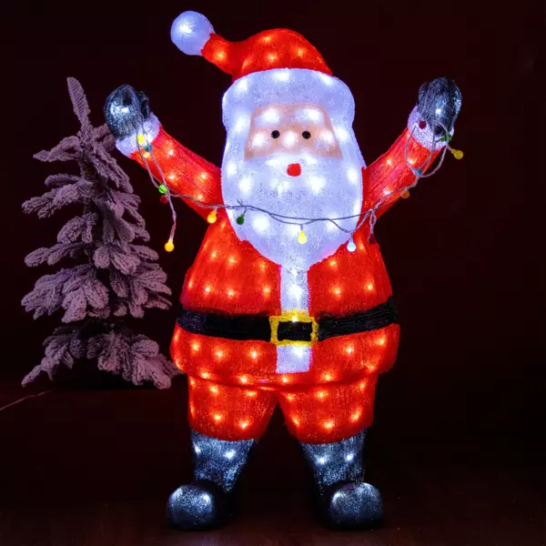 LED Weihnachtsmann mit Lichterkette Kaltwei� 180 LEDs