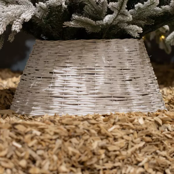 Cache pied de sapin en osier (D57 cm) Saule tress� Blanc