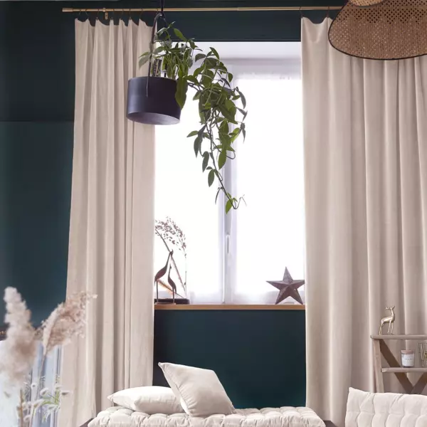 Overgordijn verstelbaar fluweel katoen (140 x max 270 cm) Victor Beige