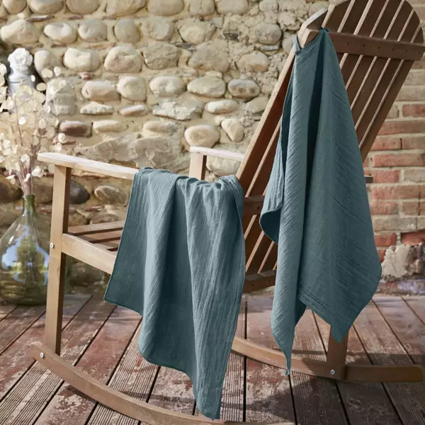 2er Set Musselin-Handt�cher (50 x 70 cm) Ga�a Petrolblau