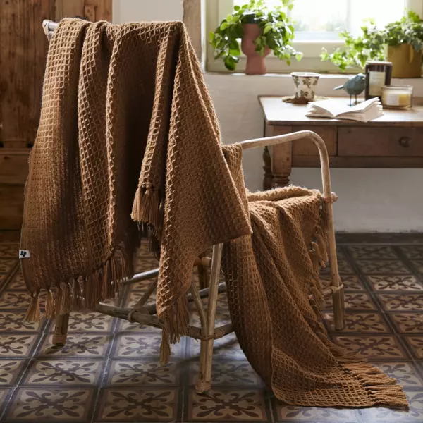 Plaid van gerecycled materiaal (160 cm) Gabin Camel
