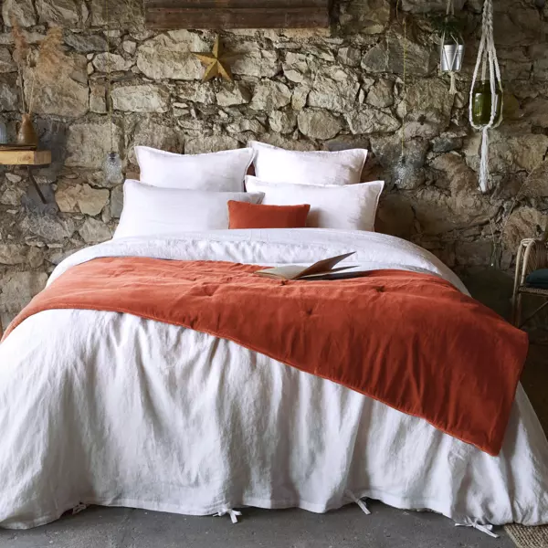 Runner letto in velluto di cotone (90 x 200 cm) Victor Terracotta