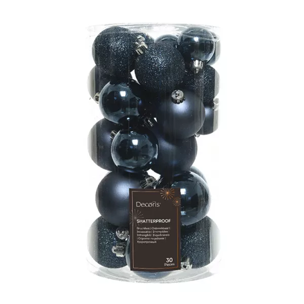 Confezione di  30 palline di Natale Alpine assortite Blu notte