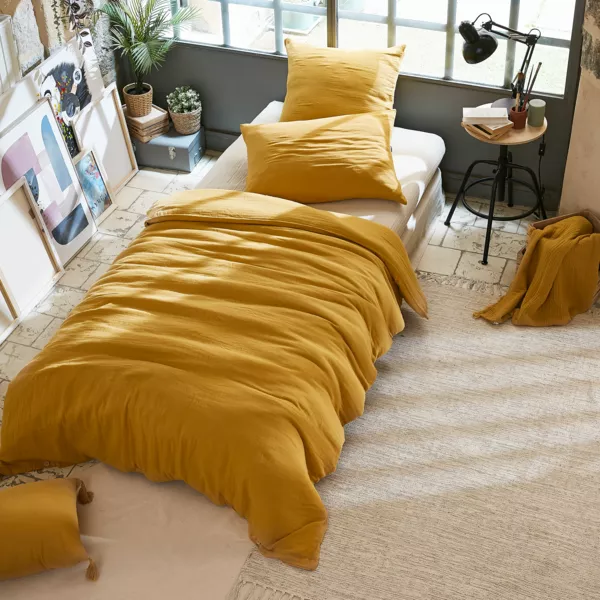 Housse de couette gaze de coton (140 x 200 cm) Ga�a Jaune safran
