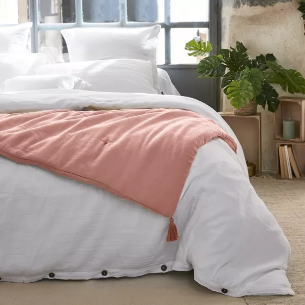 Camino de cama edred�n en gasa de algod�n (150 x 150 cm) Ga�a Rosa durazno