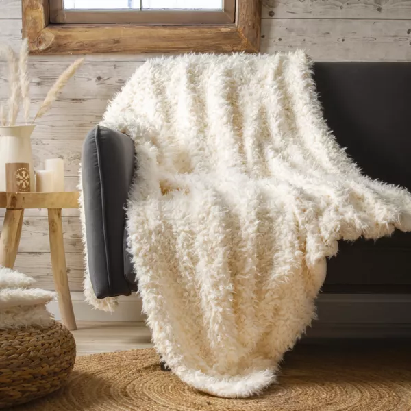 Imitatiebont Plaid (160 cm) Caline Wit